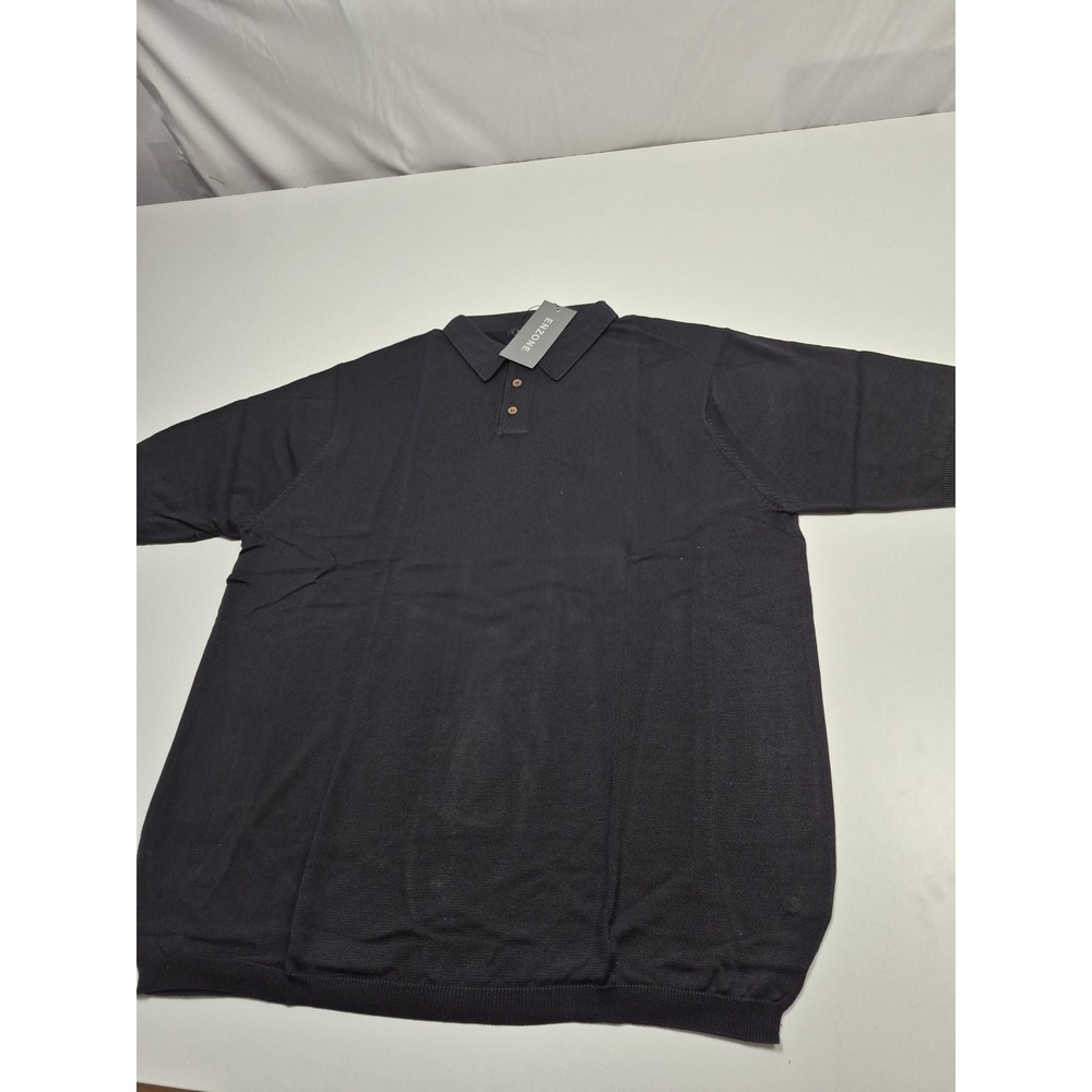 Enzone Polo Shirt Mens 3XL Black Silk Cotton Knit Short Sleeve Casual Soft